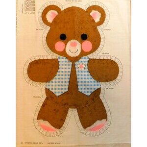 Spring Mills Teddy Bear Fabric Cut n Sew Vintage Panel 7410 Material Sewing NOS